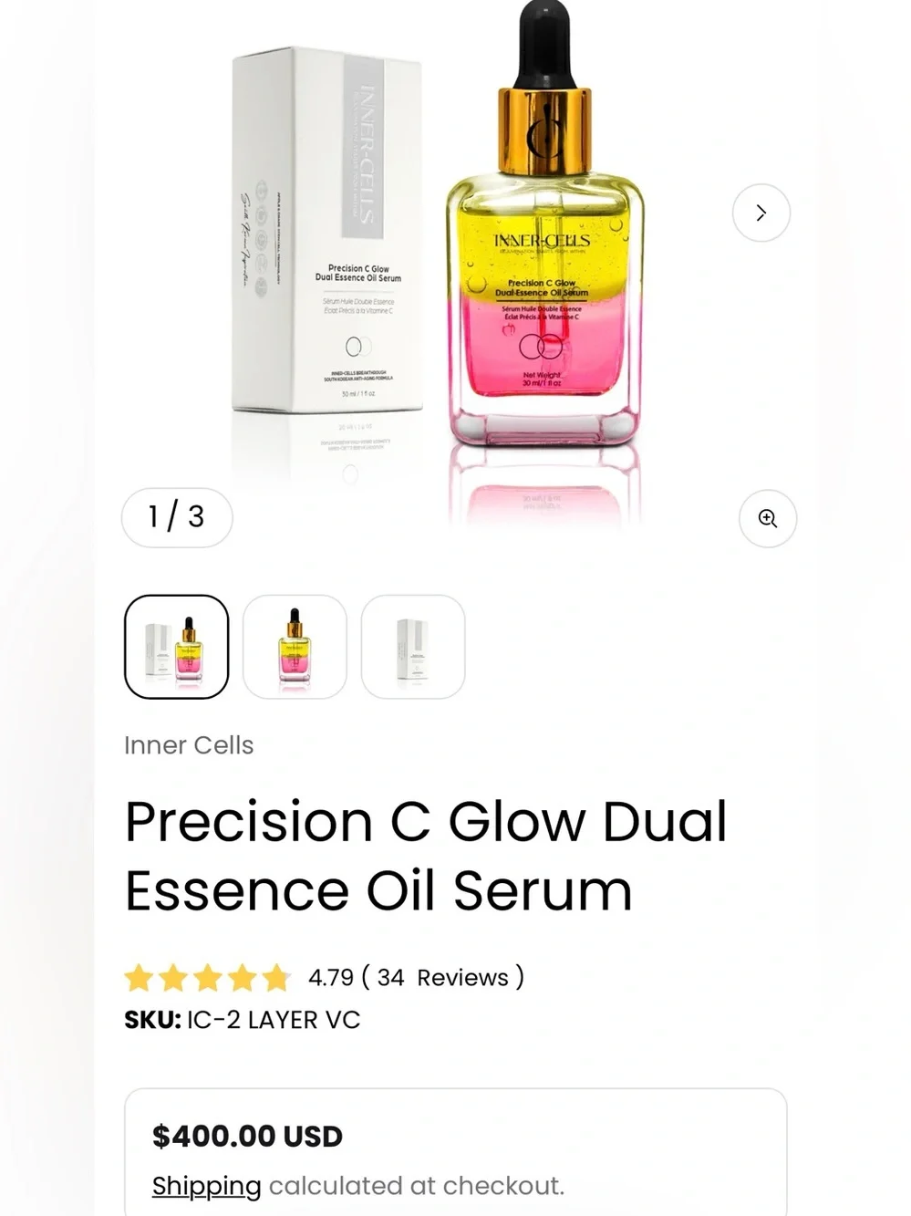 INNER-CELLS Precision C Glow Dual Essence Oil Serum
